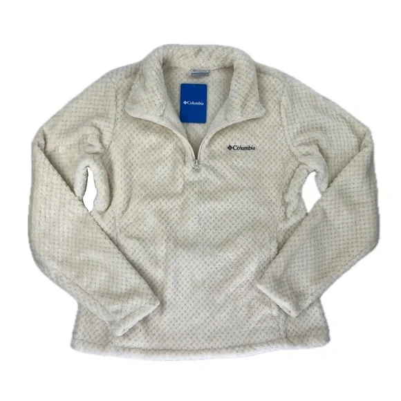 NEW Columbia Beech Forest High Pile Soft Teddy Fleece 1/4 Pullover Cream Large - Picture 2 of 15